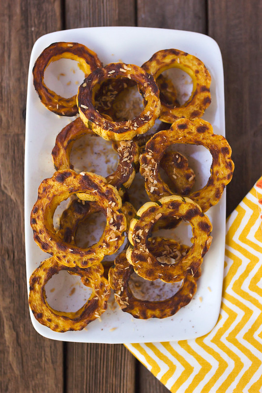 Chile Spiced Roasted Delicata Squash Rings