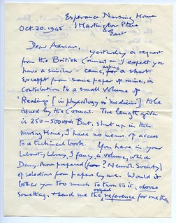 Sherrington to Adrian - 20 October 1945