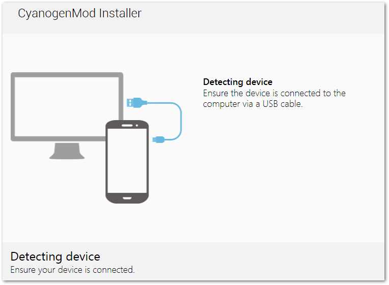 CyanogenMod Installer na PC - wykrywanie urządzenia