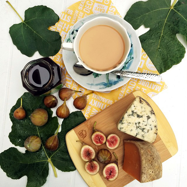 Fourme d'Ambert & Mimolette cheese, figs from my garden for breakfast