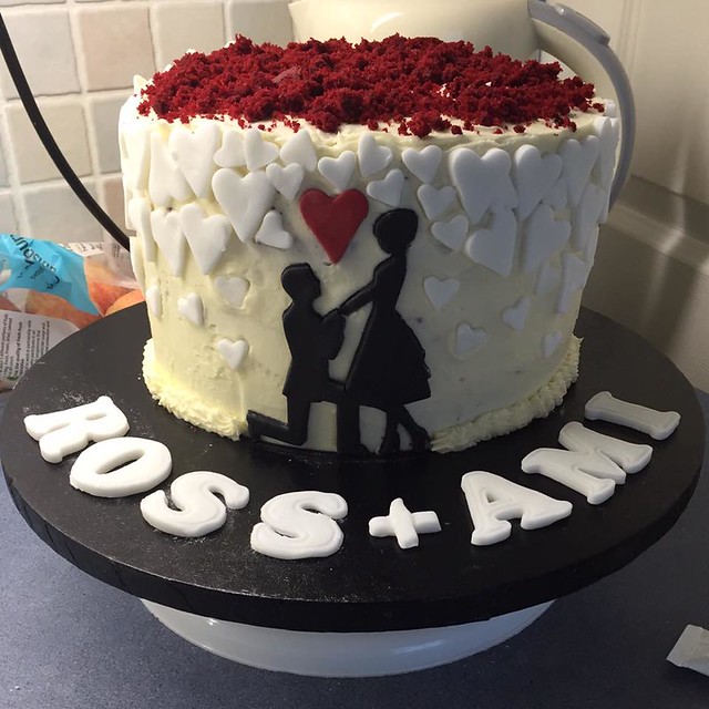 Red Velvet Engagement Cake by Annie Bakes