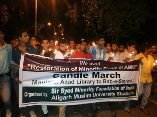 Candle vigil at AMU demanding minority status