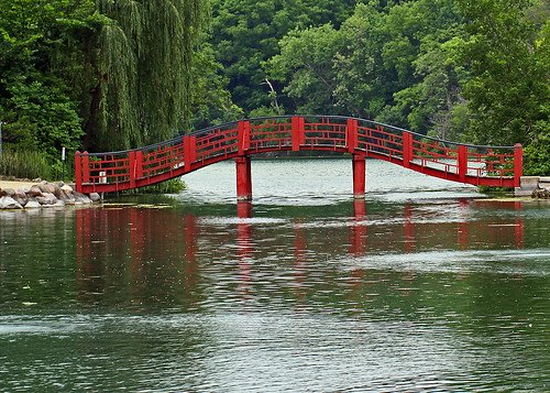 color nature gardens reflections landscape japanese pond bridges