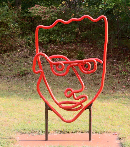 red sculpture face metal faces rocklandcenterforthearts monicabanks