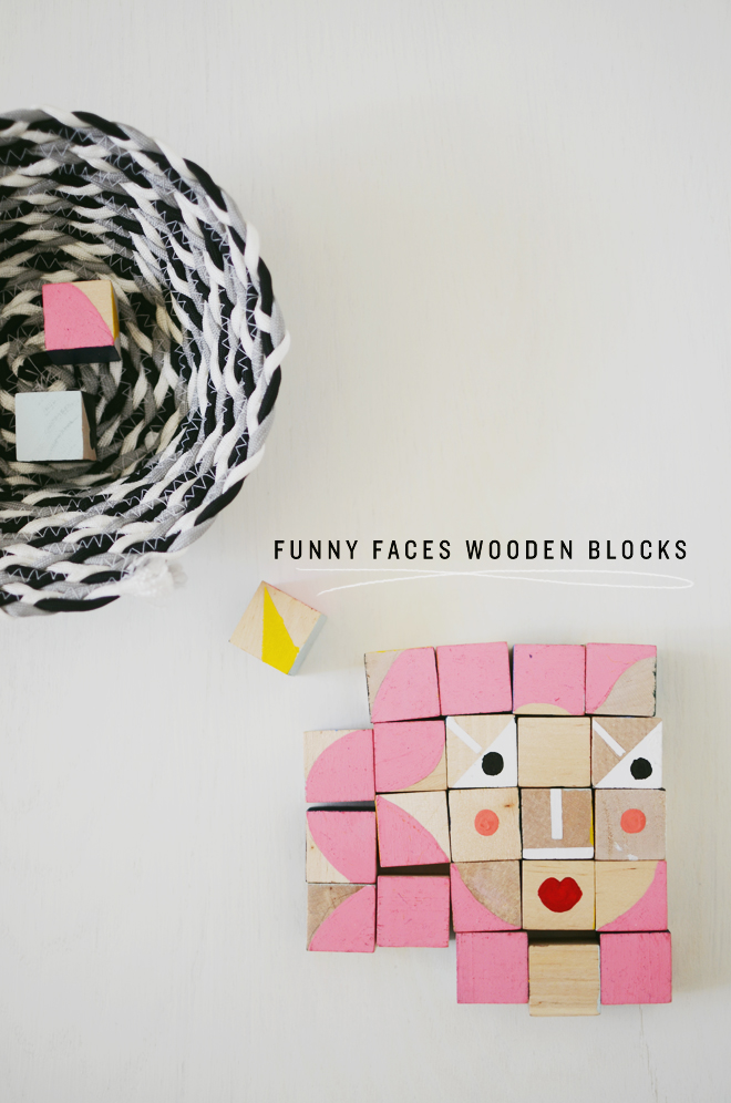 funny face wooden blocks
