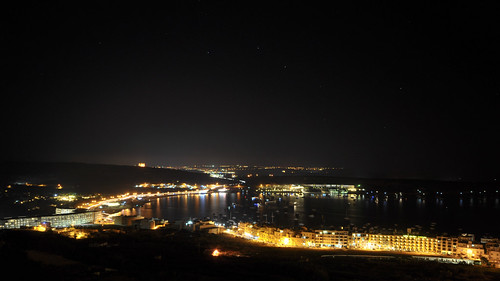 city light sunset sky night lights bay mediterranean malta mellieha