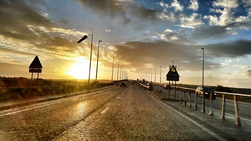 road morning bridge sunrise landscape londonderry northernireland