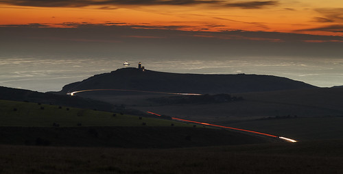 park sunset lighthouse car night sisters downs lights twilight south country national seven belle tout