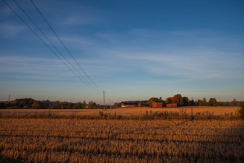 blue autumn sky house field sunrise finland farm vantaa kartanonkoski