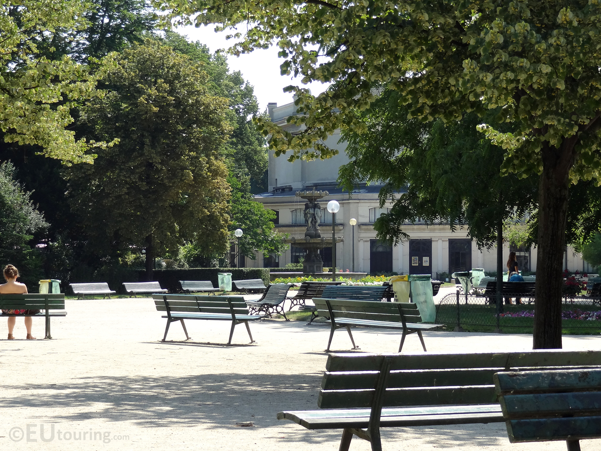 Many benches within the gardens