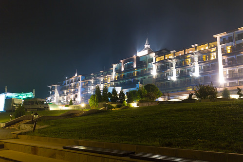 building architecture night lights hotel bulgaria pravets