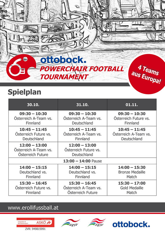 Rückseite Plakat / Ottobock. Powerchair Football Tournament