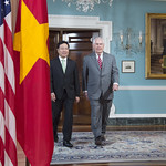 Secretary Tillerson and Vietnamese Deputy Prime Minister and Foreign Minister Minh Enter the Treaty Room for a Camera Spray